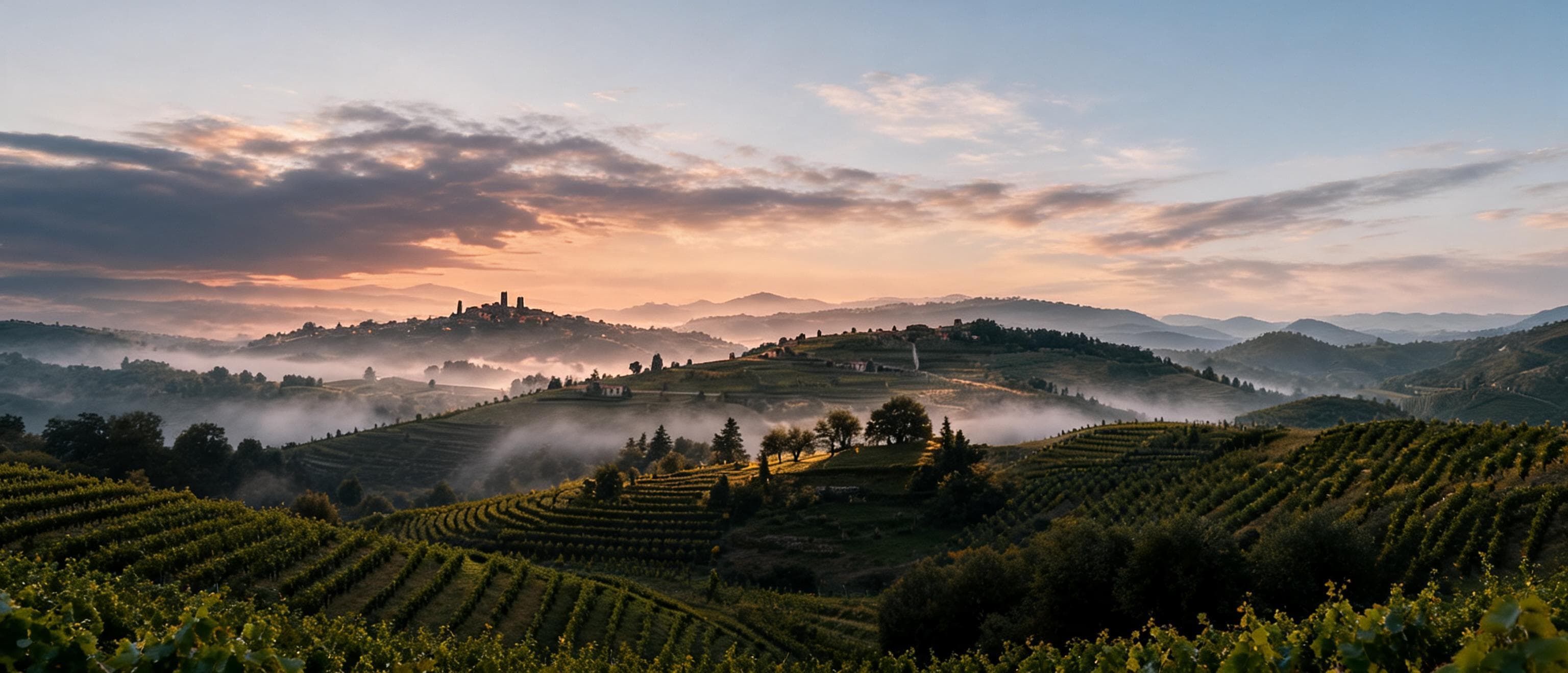 Langhe hills at dusk