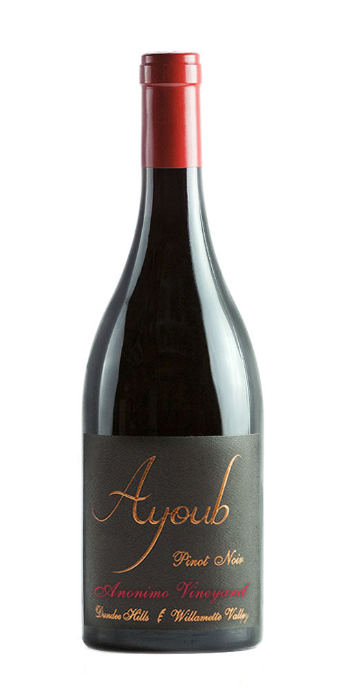Bottle of Oregon Pinot Noir wine from producer Ayoub